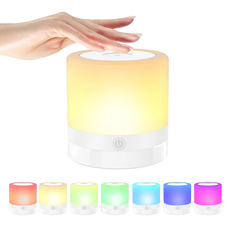 Portable Touch Night Light, LED Rechargeable Table Lamps, Dimmable RGB Lighting, for Gift Bedroom Camping Summer Party BBQ Decor