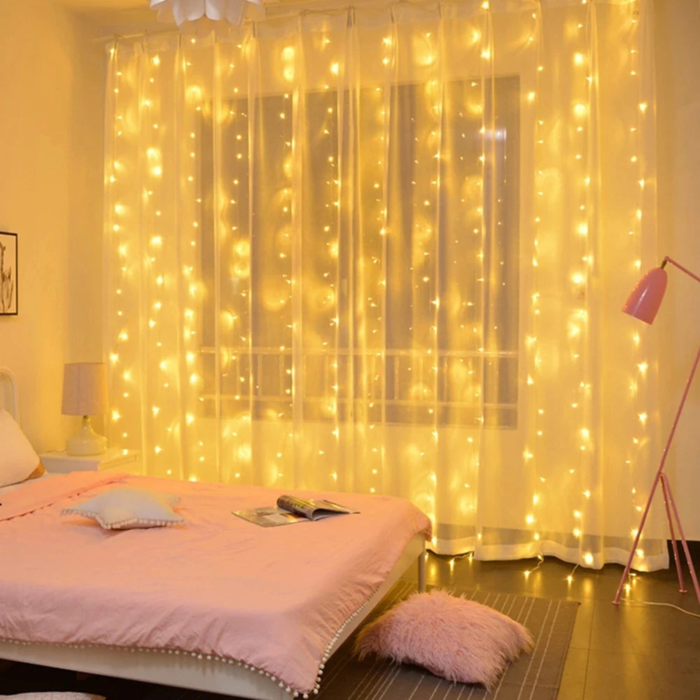 Christmas Lights Curtain Garland Merry Christmas Decorations for Home Christmas Ornaments Xmas Gifts Navidad 2025 New Year Decor