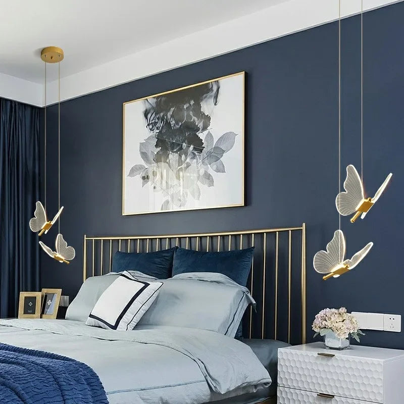Butterfly Hanging Chandelier Pendant Modern Bedroom Light Luxury Restaurant Lighting Led Pendants Living Room Decoration Lamps