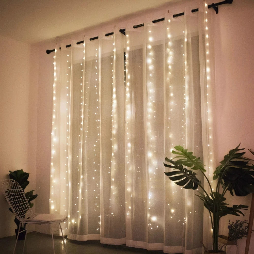 Christmas Lights Curtain Garland Merry Christmas Decorations for Home Christmas Ornaments Xmas Gifts Navidad 2025 New Year Decor