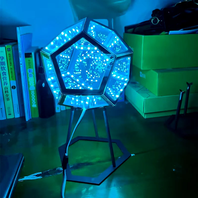 Lámpara 3D Dodecaedro Infinito – Luz Nocturna Creativa y Colorida 