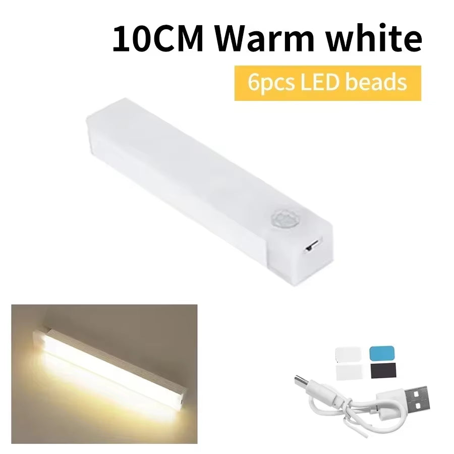 Wireless LED Motion Sensor Cabinet Light USB Rechargeable Led Night Light Cabinet Wardrobe Magnetic Lampunder Backlight for Room