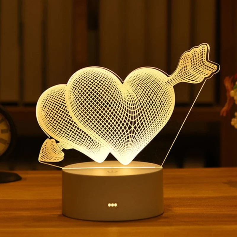 3D Lamp Acrylic LED Night Lights Christmas Party Decoration Night Light for Home Bedroom Decor New Year Wedding Neon Lamp USB