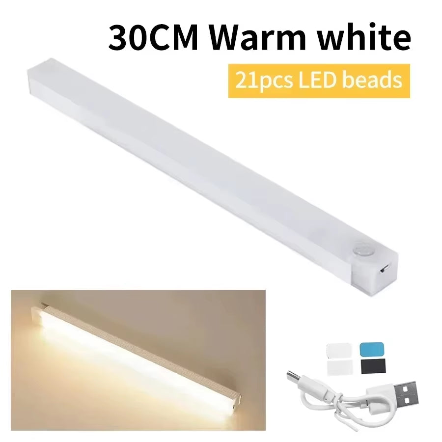 Wireless LED Motion Sensor Cabinet Light USB Rechargeable Led Night Light Cabinet Wardrobe Magnetic Lampunder Backlight for Room