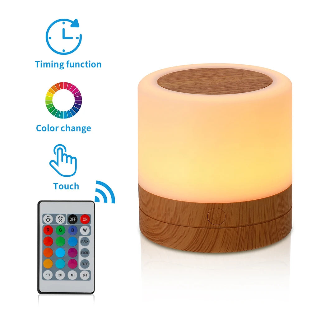 Portable Touch Night Light, LED Rechargeable Table Lamps, Dimmable RGB Lighting, for Gift Bedroom Camping Summer Party BBQ Decor