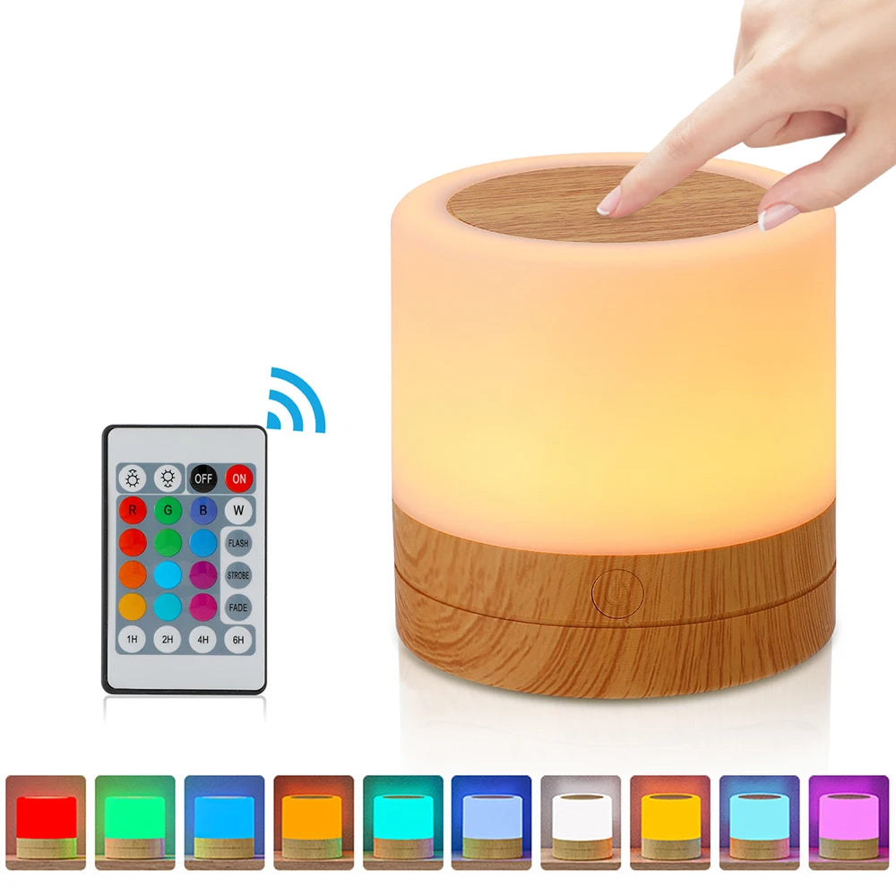 Portable Touch Night Light, LED Rechargeable Table Lamps, Dimmable RGB Lighting, for Gift Bedroom Camping Summer Party BBQ Decor