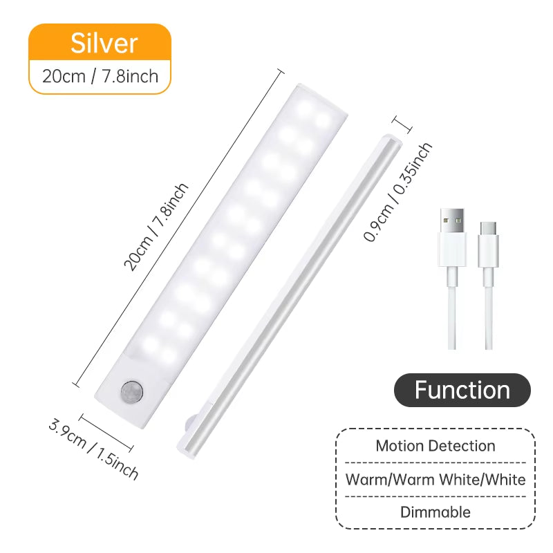 Luz LED con Sensor de Movimiento – Recargable, Inteligente y Sin Cables 