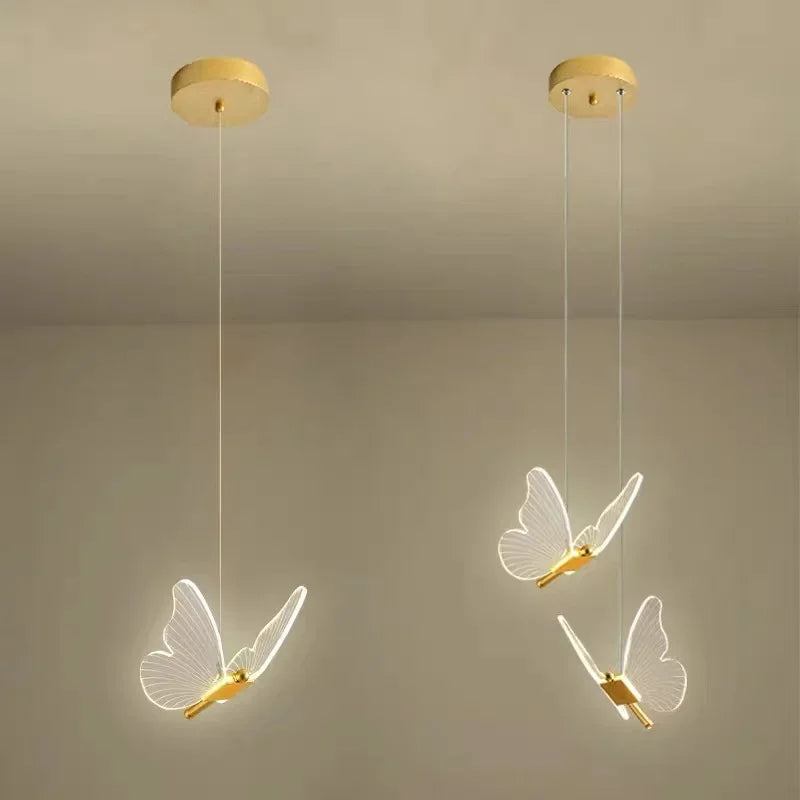 Butterfly Hanging Chandelier Pendant Modern Bedroom Light Luxury Restaurant Lighting Led Pendants Living Room Decoration Lamps