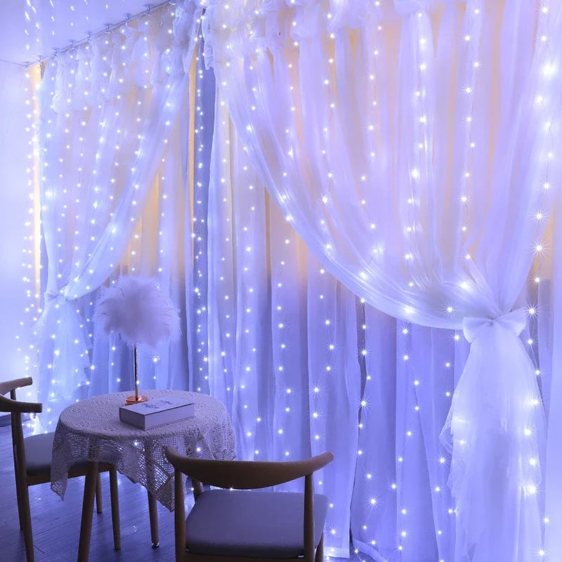 Christmas Lights Curtain Garland Merry Christmas Decorations for Home Christmas Ornaments Xmas Gifts Navidad 2025 New Year Decor