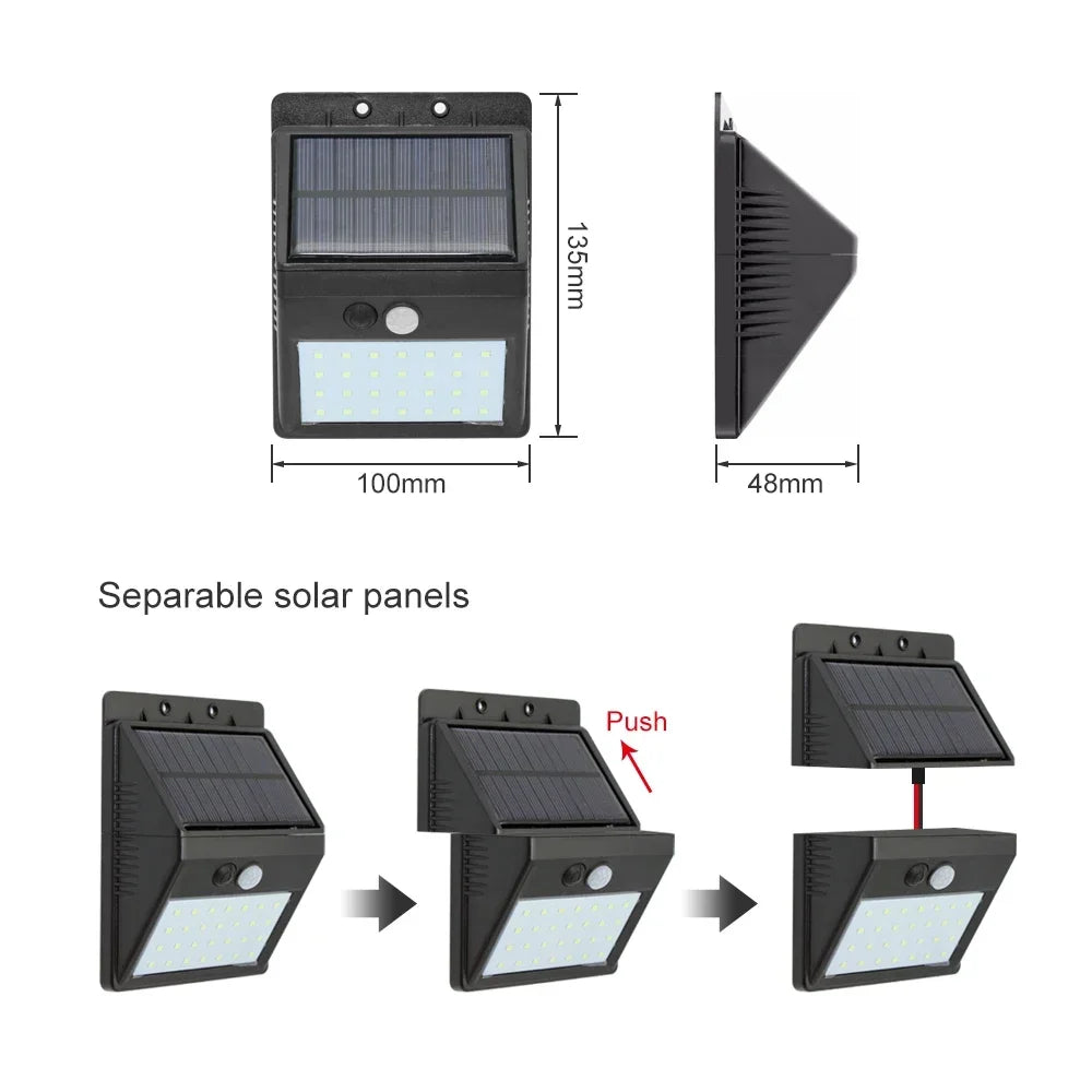 Lámpara Solar LED con Sensor de Movimiento – 20 o 28 LEDs para Exterior