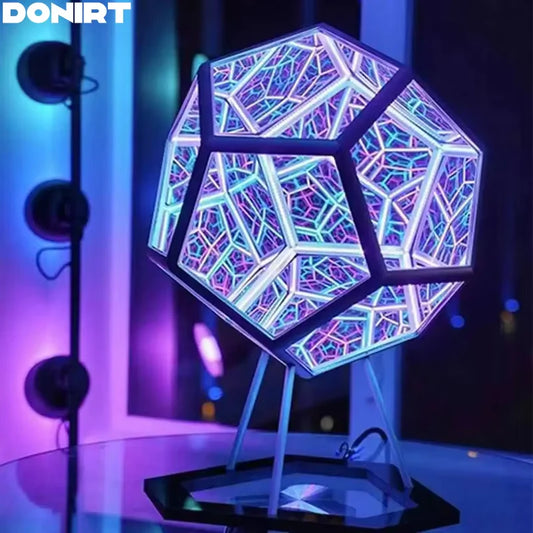 Lámpara 3D Dodecaedro Infinito – Luz Nocturna Creativa y Colorida 