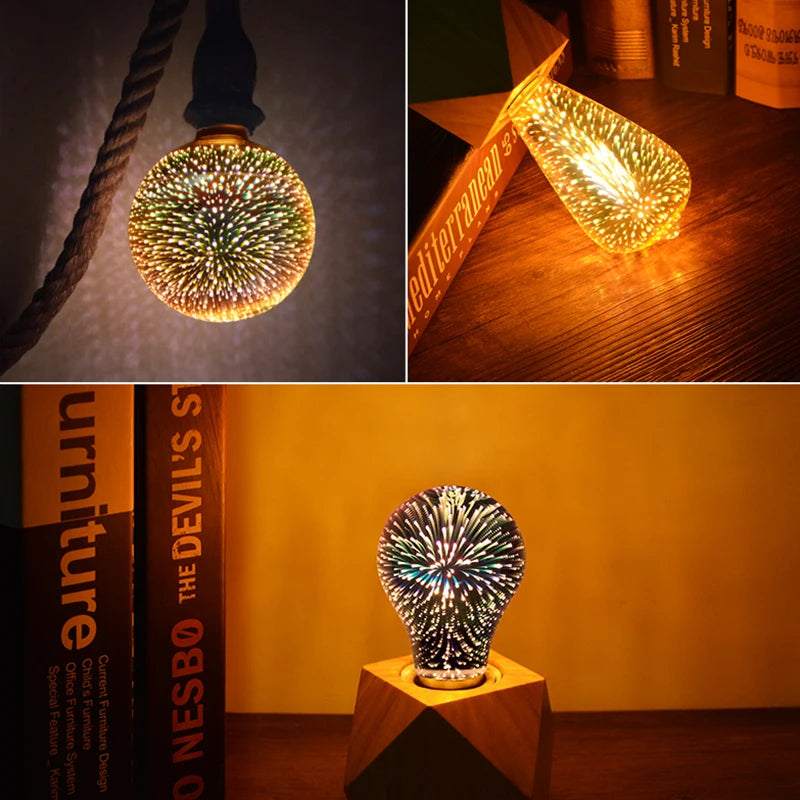 Bombilla LED 3D Decorativa – Efecto Fuegos Artificiales