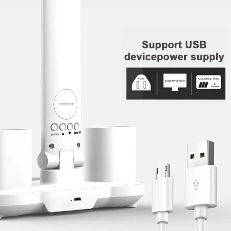 Lámpara LED de Escritorio con Reloj – Recargable, Plegable y Regulable