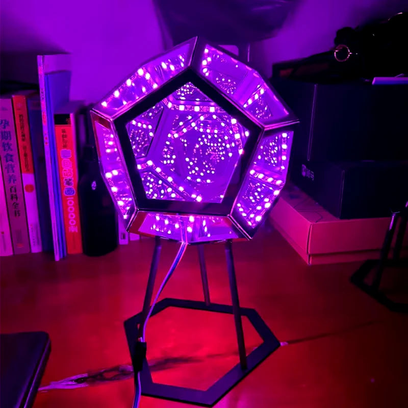 Lámpara 3D Dodecaedro Infinito – Luz Nocturna Creativa y Colorida 