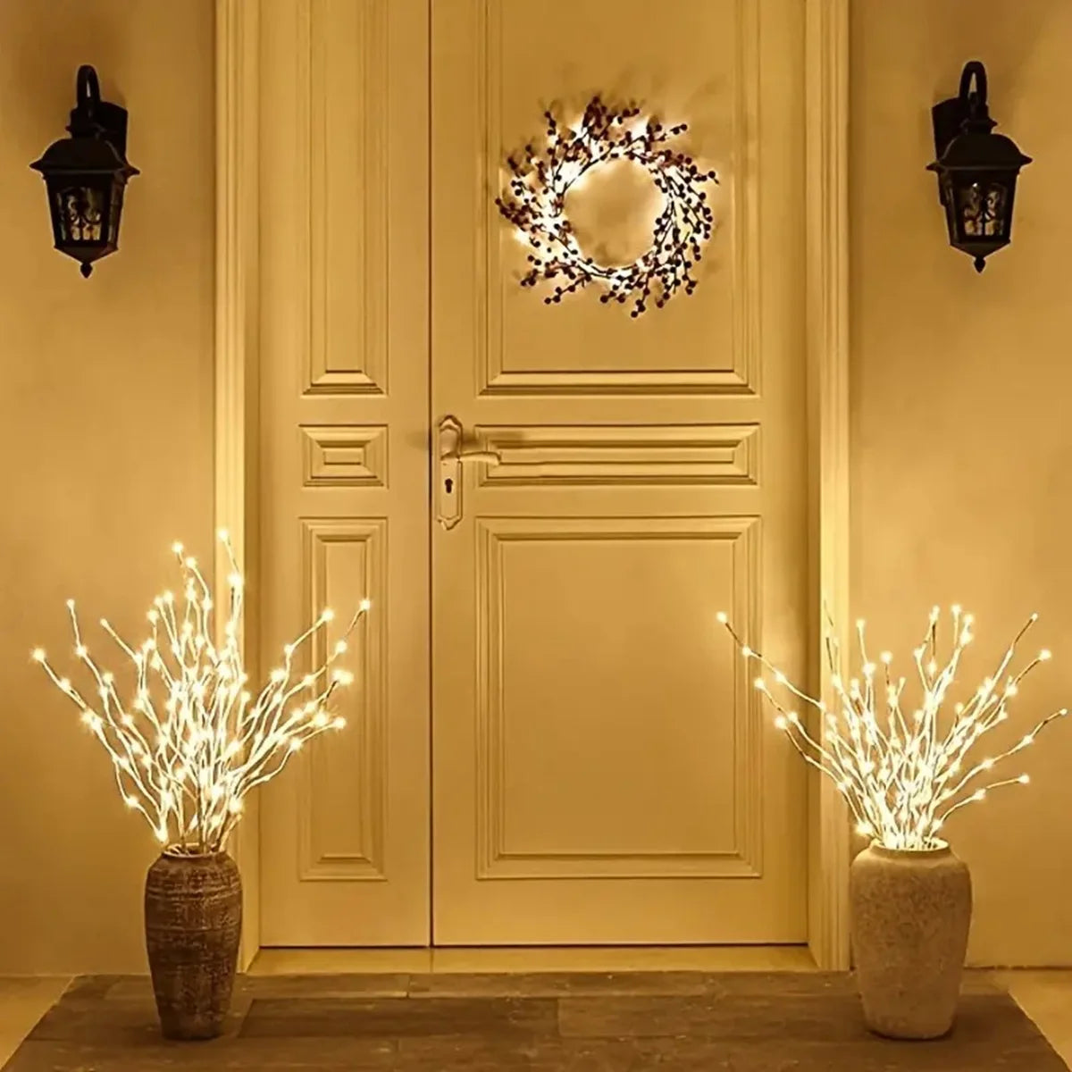 1 PC White Birch Branch Lights Battery Operated 20 LED Fairy Lights Willow Branches for Home Bedroom inside Outdoor Decoration