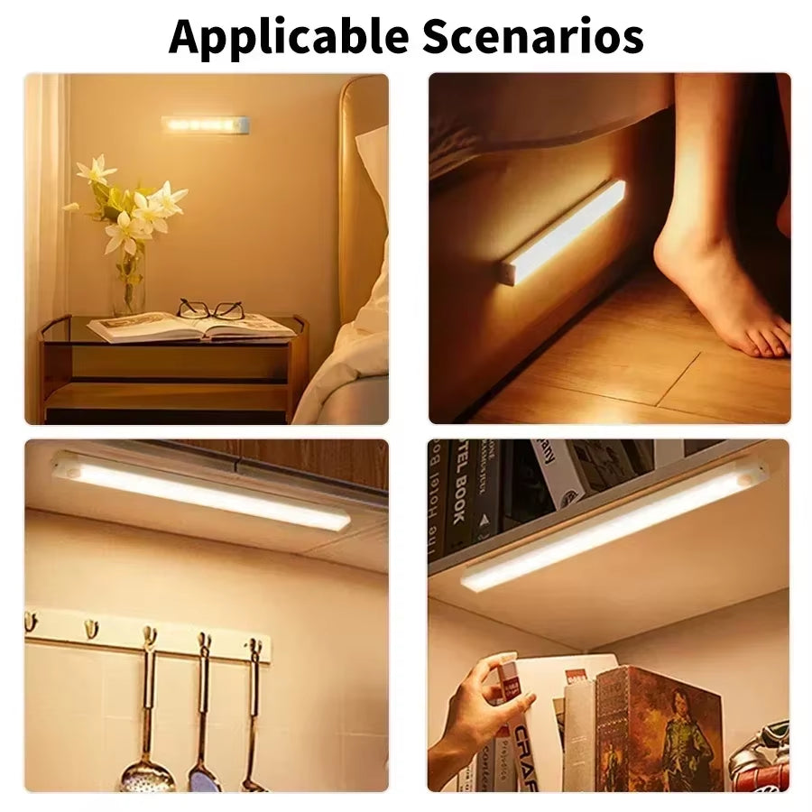 Wireless LED Motion Sensor Cabinet Light USB Rechargeable Led Night Light Cabinet Wardrobe Magnetic Lampunder Backlight for Room