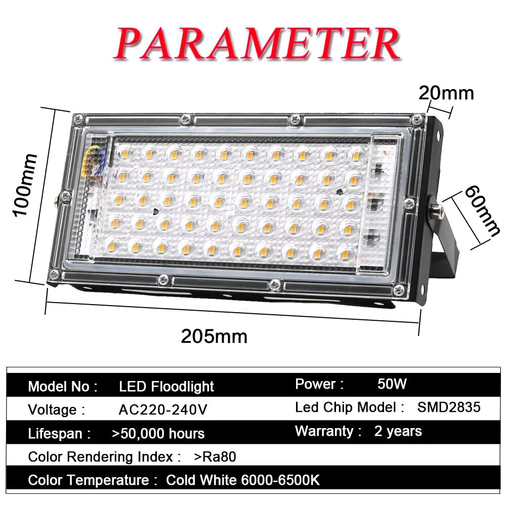Reflector LED 50W para Exteriores – Potencia, Resistencia y Estilo