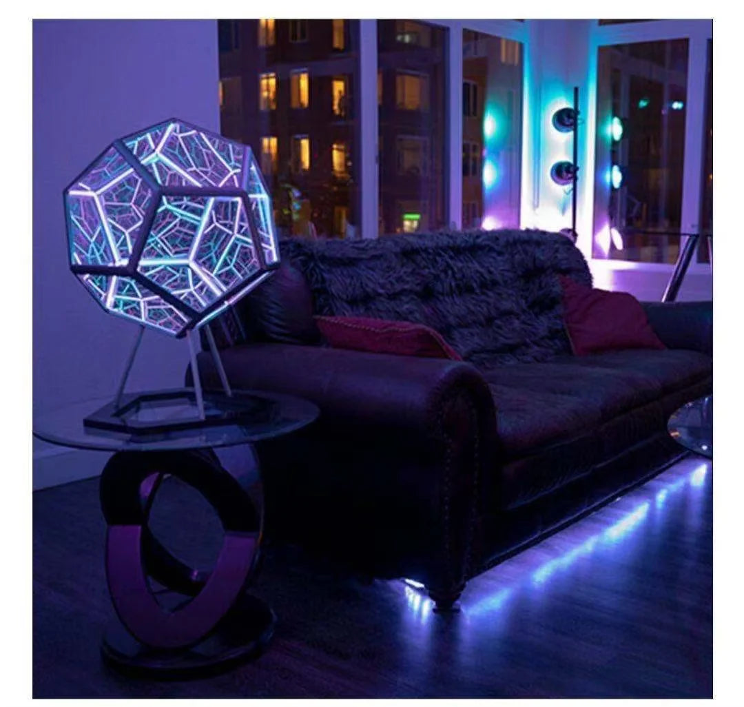 Lámpara 3D Dodecaedro Infinito – Luz Nocturna Creativa y Colorida 