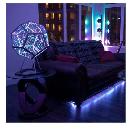 Lámpara 3D Dodecaedro Infinito – Luz Nocturna Creativa y Colorida 